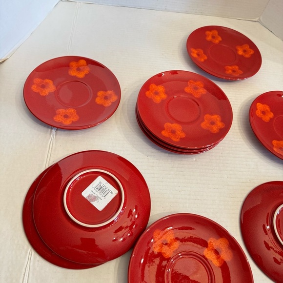Waechtersbach Freestyle Paradise Saucer Plate Red Orange Flower Germany Set of 5 - Picture 6 of 12